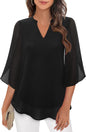 Women's Petal Sleeve Top Loose V-neck Chiffon Shirt