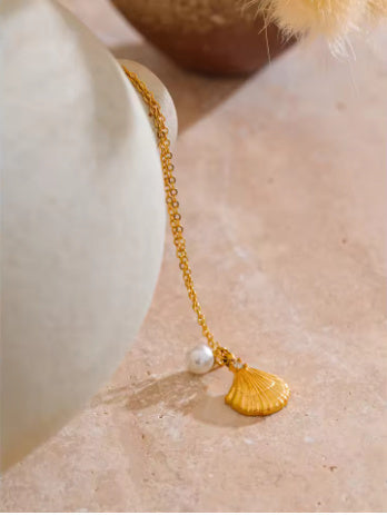 Shell Rhinestone Pearl Necklace Jewelry