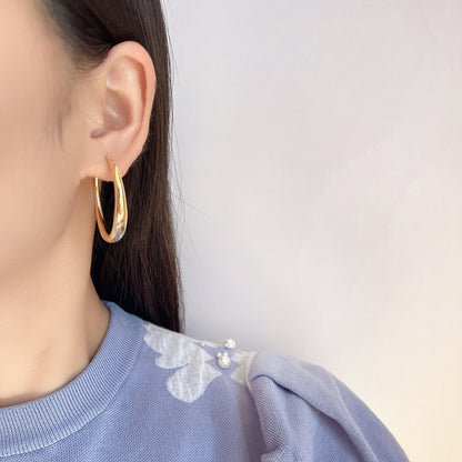 Classic Commuter Metal Large Hoop Earrings