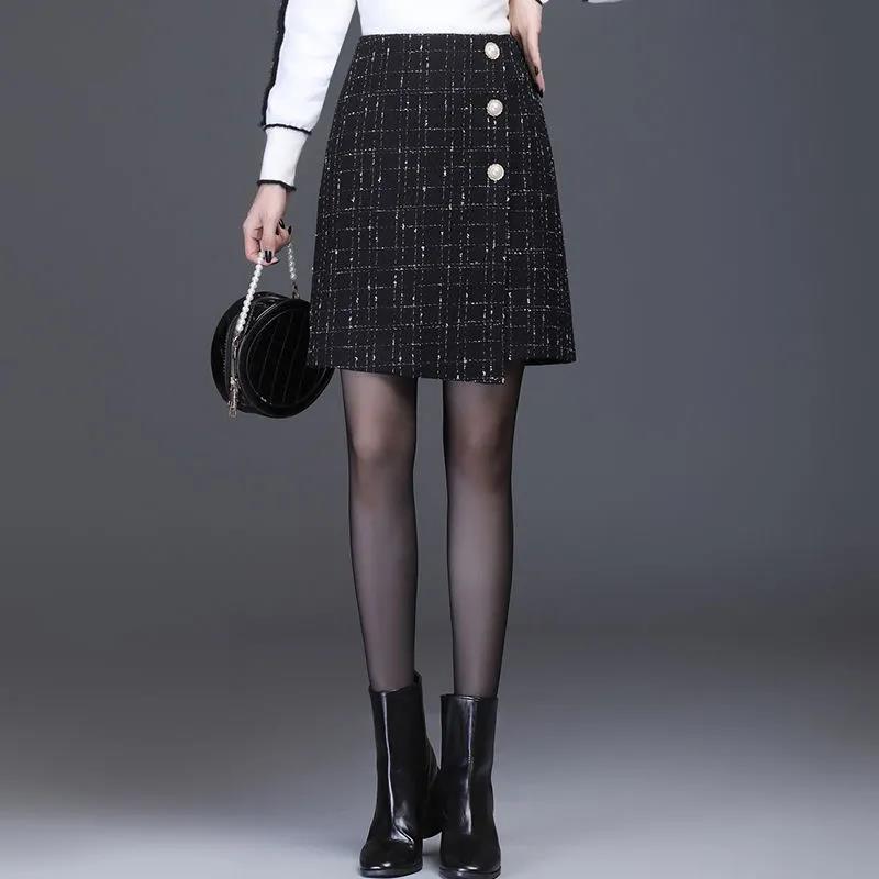 Women's High Waist Slimming Plaid Skirt