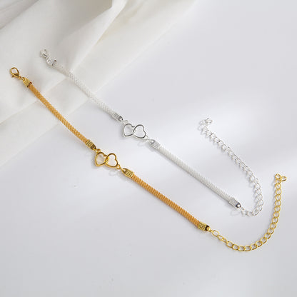 Anklet Fashion Flat Chain Two Hearts