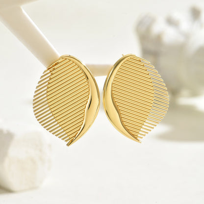 Fashion Women's Earrings Niche Fan-shaped Leaves