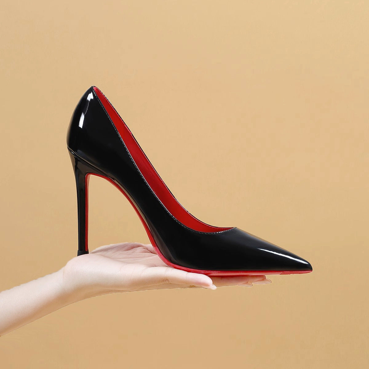 Black With Red Background High Heels Women's Stiletto Heel Pumps