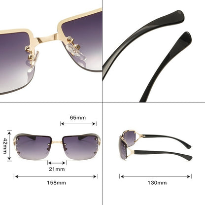 Metal Large Rim Sunglasses UV-proof Frameless Lens Sun Glasses