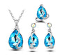 Crystal Earrings Necklace Ring Three-piece Set Suit