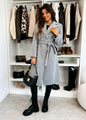 Fashion Solid Color Double-breasted Lace-up Woolen Coat