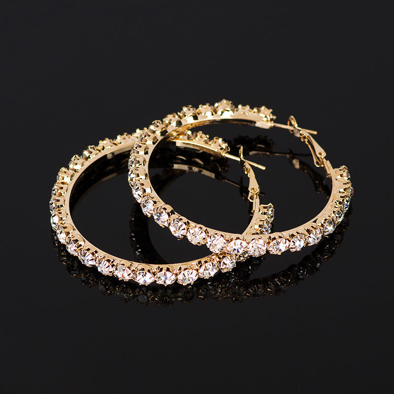 Popular Geometric Single Row Diamond Rhinestone Ear Ring