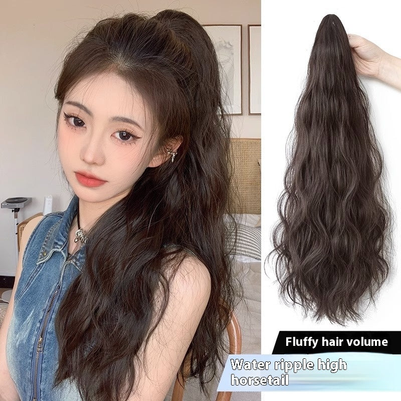 Wig High Ponytail Cloud Hot Grip Water Ripple Braid Fluffy Natural Long Curly Hair