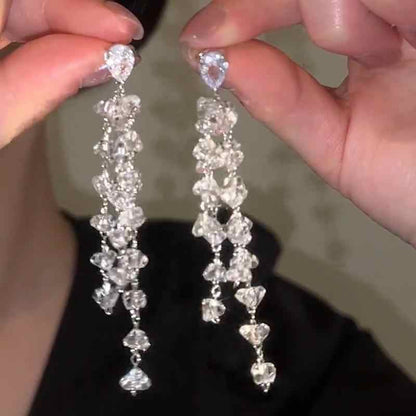 Crystal Tassel Earrings Women's Long Ear Studs