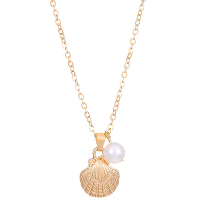 Shell Rhinestone Pearl Necklace Jewelry