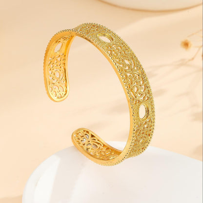 1pcs Luxury Style Gold Bracelet Hollowed Out Lace Flower Design Wedding Gold Jewelry