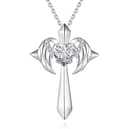 Angel Wings Cross Pendant Necklace Gift