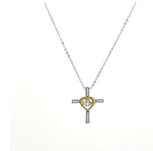 Cross Pendant Necklace Two-color Love