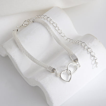 Anklet Fashion Flat Chain Two Hearts