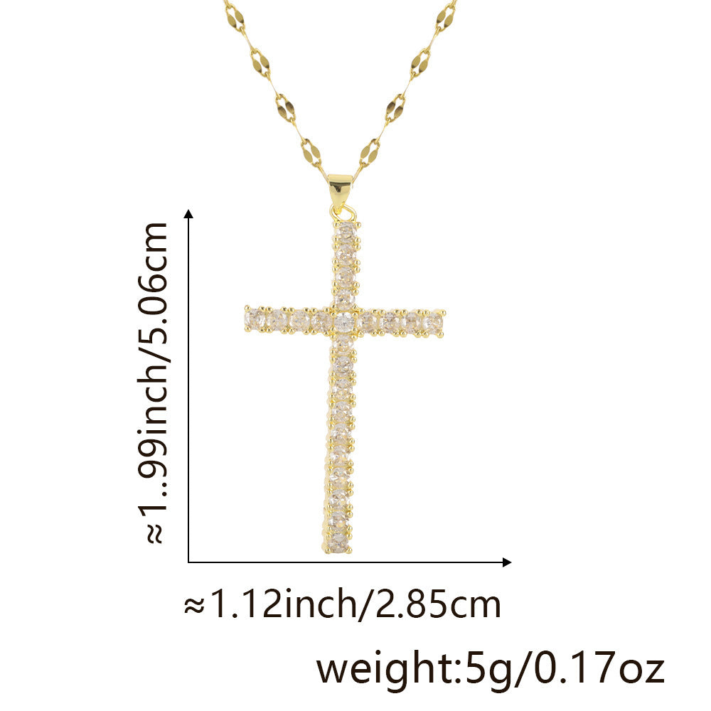 Copper Micro Zircon-inlaid Pendant Lip Chain