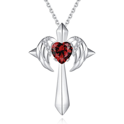 Angel Wings Cross Pendant Necklace Gift