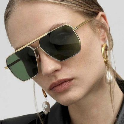 Metal Double Beam Polygonal Sunglasses