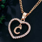 26 Letters Heart-shaped Zircon Pendant Necklace