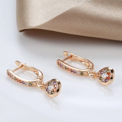 Stud Earrings For Women Rose Gold Stud Earrings Simple Colorful Zircon