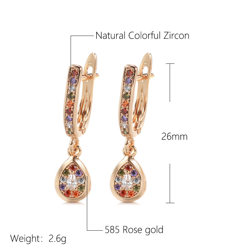 Stud Earrings For Women Rose Gold Stud Earrings Simple Colorful Zircon