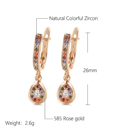 Stud Earrings For Women Rose Gold Stud Earrings Simple Colorful Zircon