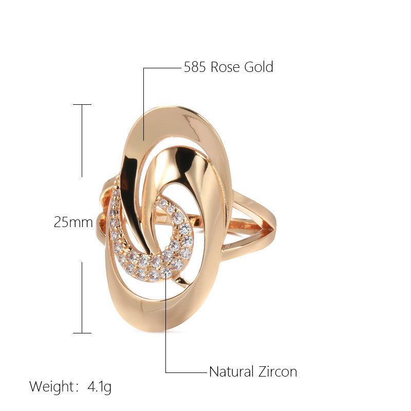 Special-interest Design Geometric Natural Zircon 585 Ring For Women