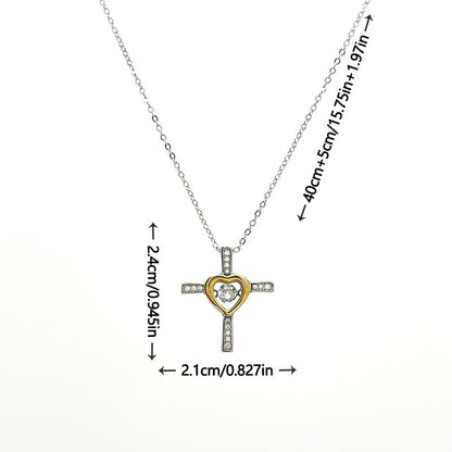 Cross Pendant Necklace Two-color Love