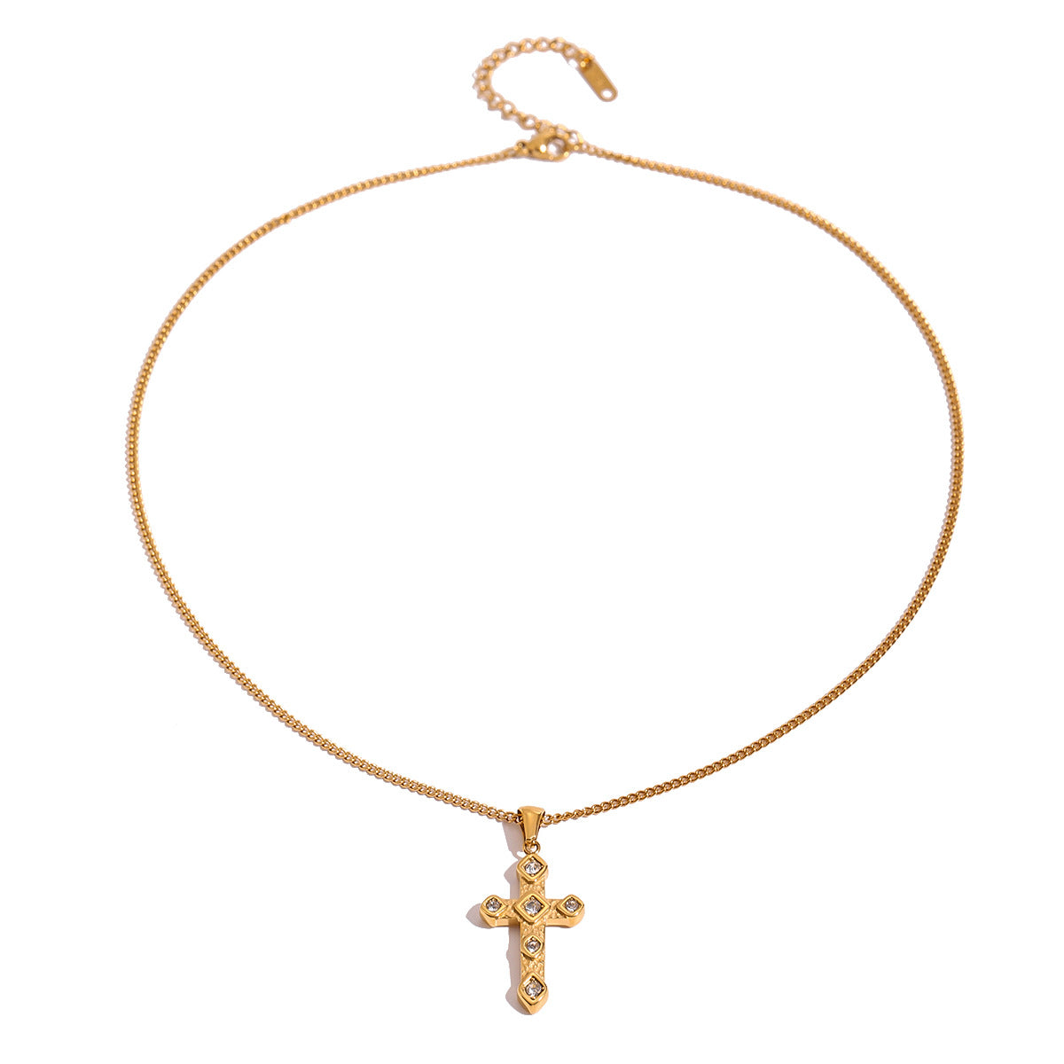 Stainless Steel Diamond Cross Necklace High Sense