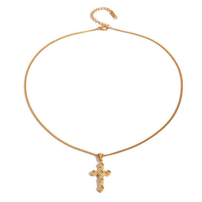 Stainless Steel Diamond Cross Necklace High Sense