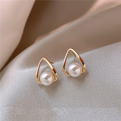 Silver Needle New Trendy Drop-shaped Pearl Stud Earrings