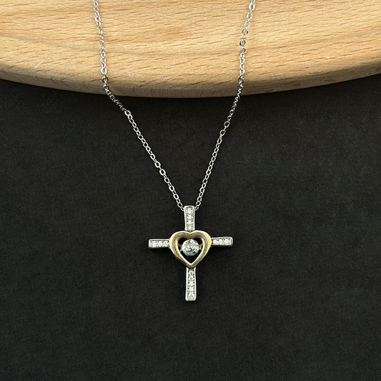 Cross Pendant Necklace Two-color Love