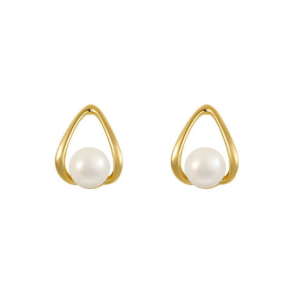 Silver Needle New Trendy Drop-shaped Pearl Stud Earrings