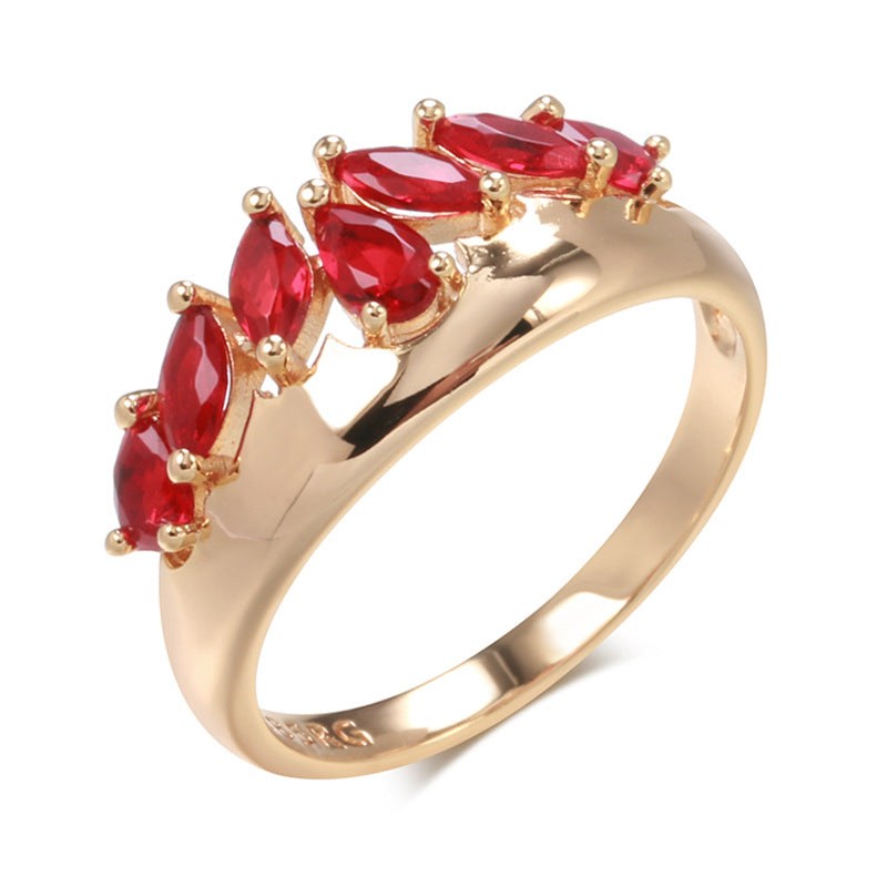 French Retro Red Zircon Ring