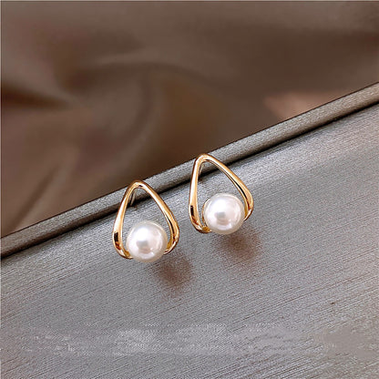 Silver Needle New Trendy Drop-shaped Pearl Stud Earrings