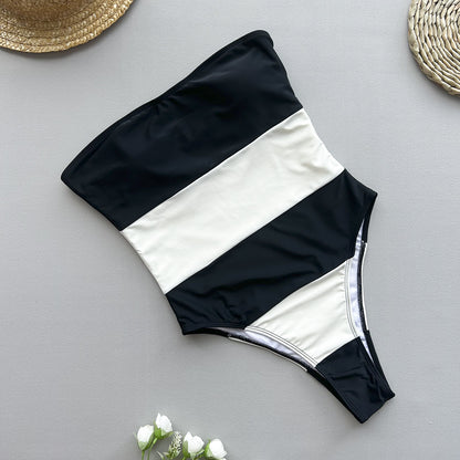 Women's Spandex One-piece Swimsuit Striped