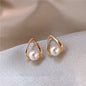 Silver Needle New Trendy Drop-shaped Pearl Stud Earrings