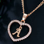 26 Letters Heart-shaped Zircon Pendant Necklace