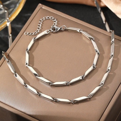 Niche Design Titanium Steel Melon Seeds Chain Necklace