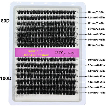 14 Rows 3D Black Cluster Eyelashes 40D 60D 80D Fluffy Soft