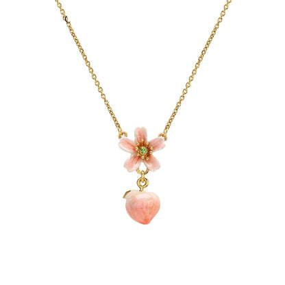 Enamel Painted Fruit Sweet Peach Necklace