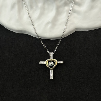 Cross Pendant Necklace Two-color Love