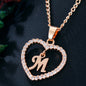 26 Letters Heart-shaped Zircon Pendant Necklace