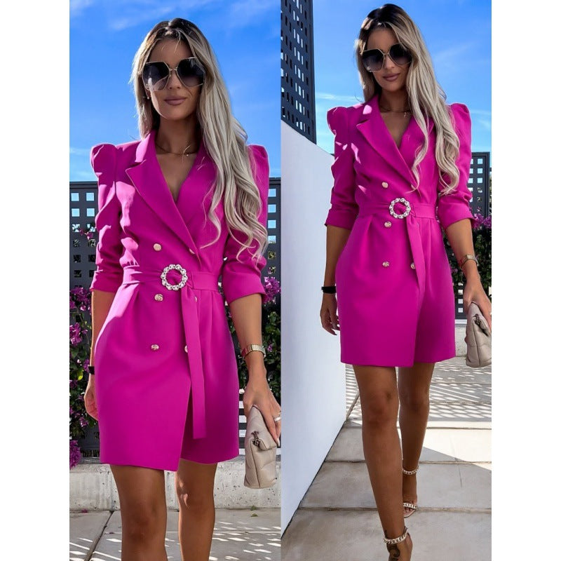 Fashion New Suit Coat Dress With Belt