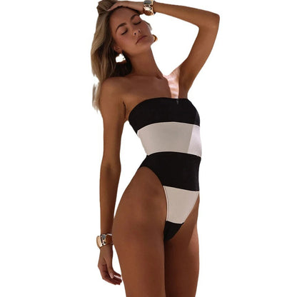 Women's Spandex One-piece Swimsuit Striped