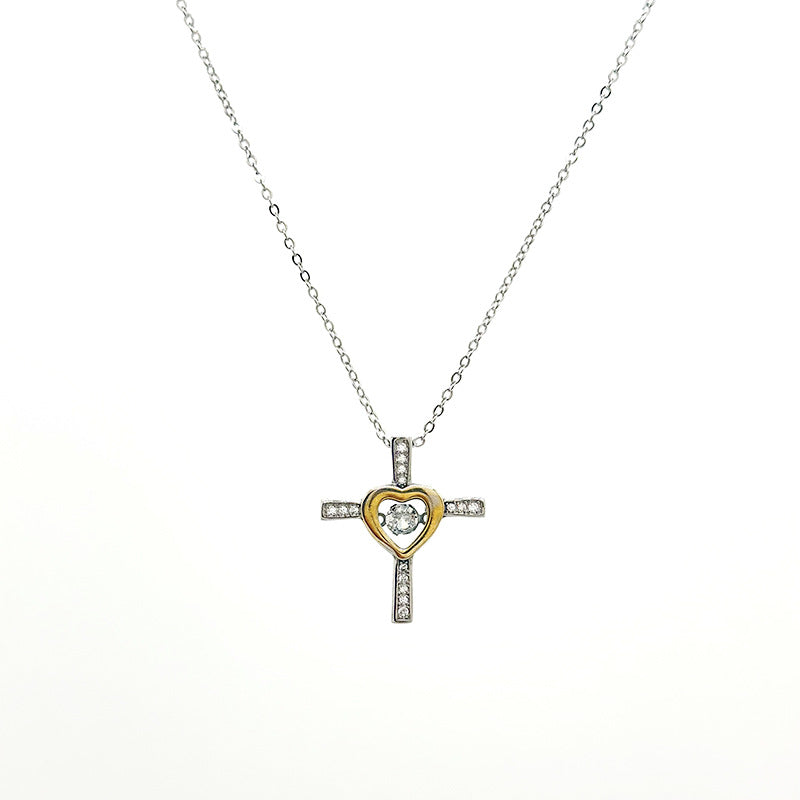 Cross Pendant Necklace Two-color Love