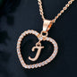 26 Letters Heart-shaped Zircon Pendant Necklace