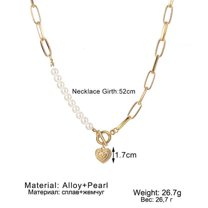 Ins Fairy Temperamental Pearl Love Necklace