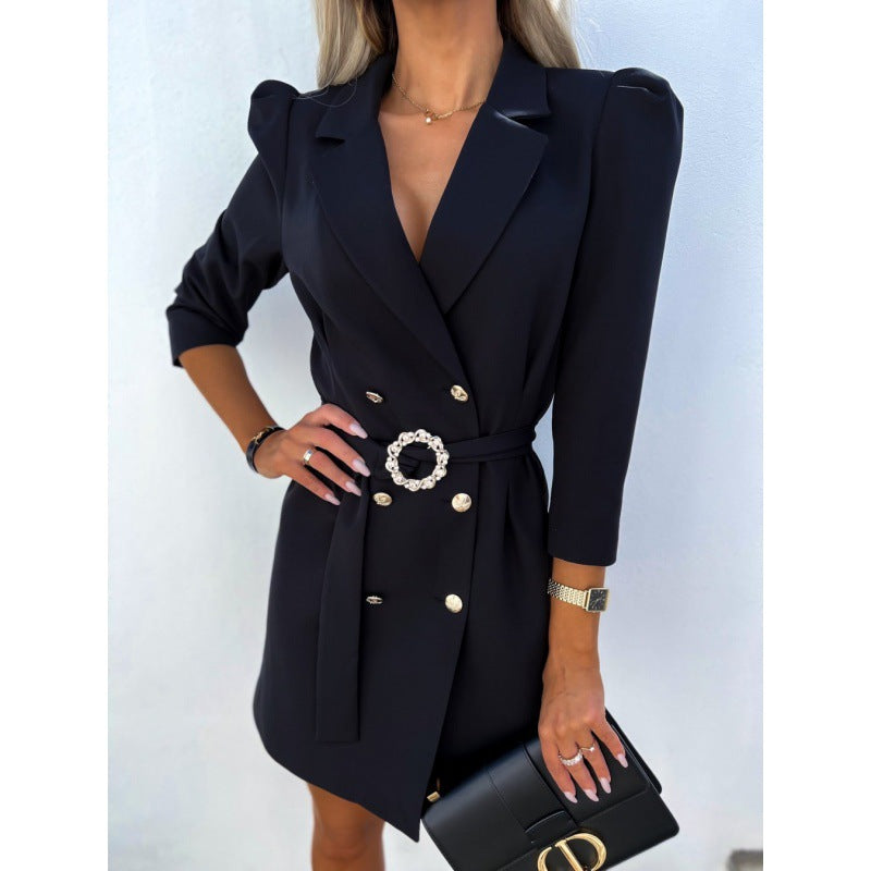 Fashion New Suit Coat Dress With Belt