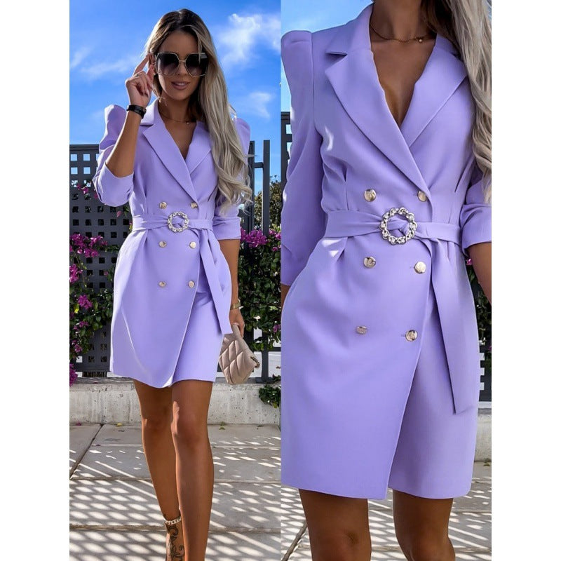 Fashion New Suit Coat Dress With Belt