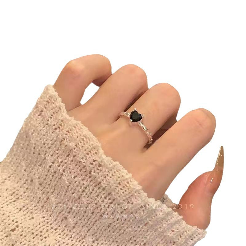 Sweet Cool Style Black Zircon XINGX Ring For Women